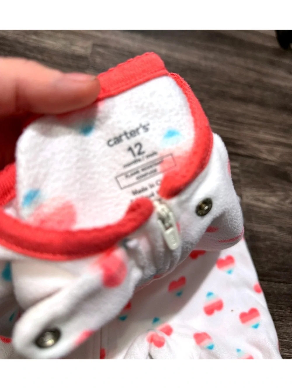 Carters 1 year 13 month cozy unisex white red cherry onepiec